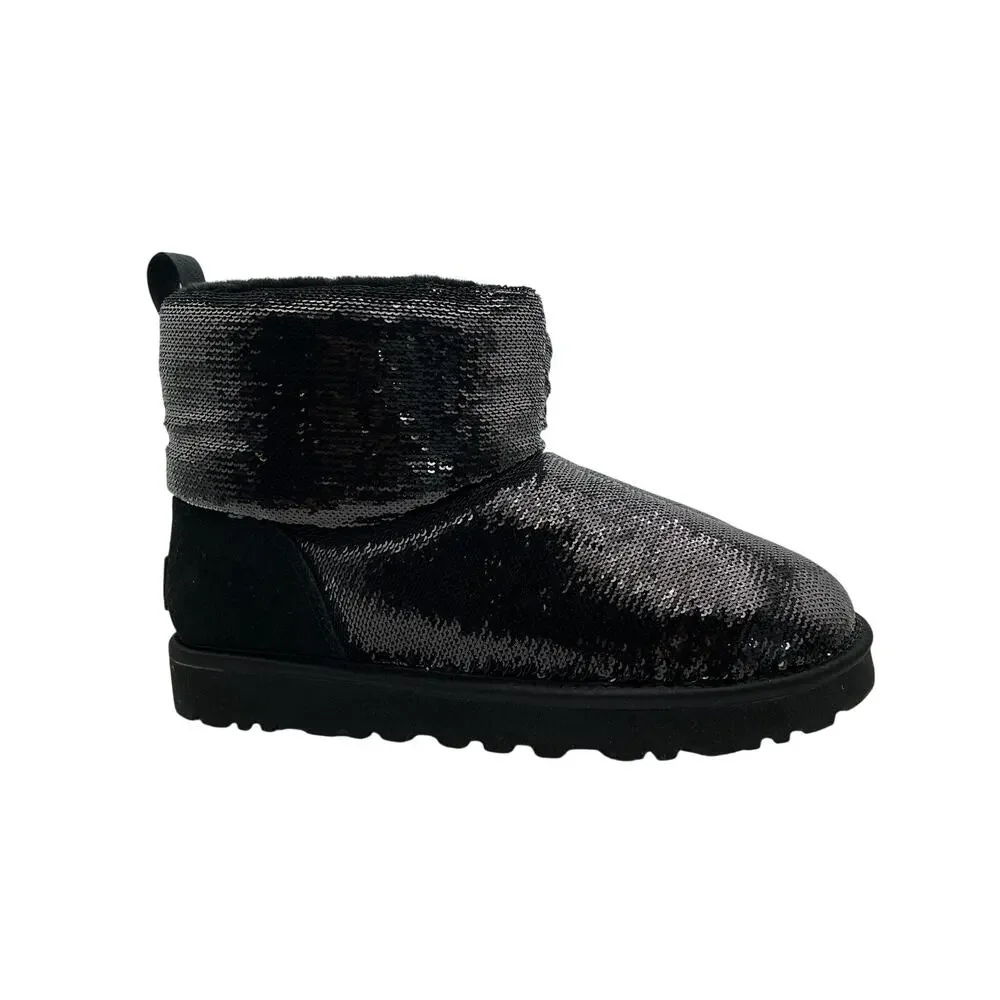 Koolaburra Sequined Black Classic Mini Mirror Ball Boots Size 7
